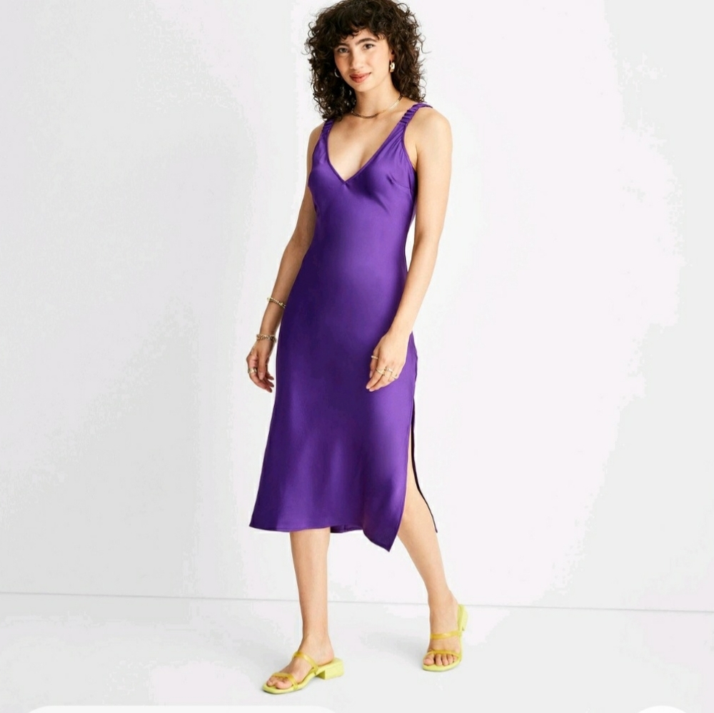 Sleek Purple Midi Dress